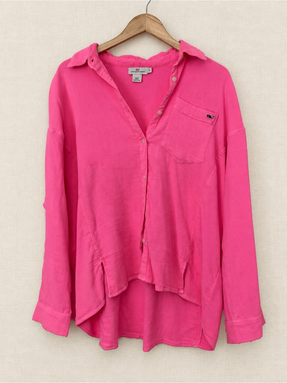Vineyard Vines Vibrant Pink Relaxed Button-Down Shirt